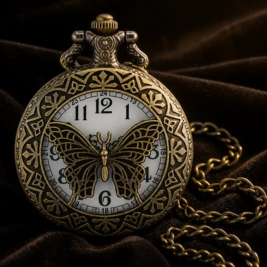Dames gegraveerd vlinderkwartszakhorloge - Univers Gousset