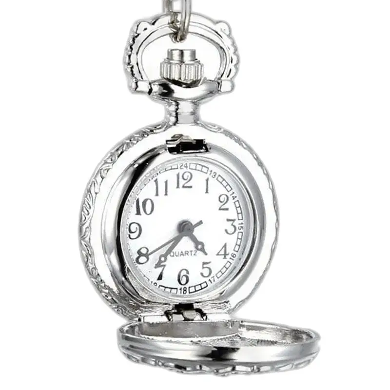 Vintage zilveren vlinderkettinghorloge met open zilveren fob-horloge