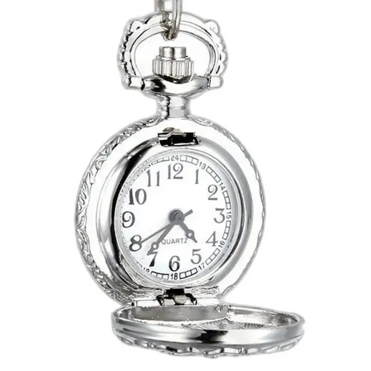 Vintage zilveren vlinderkettinghorloge met open zilveren fob-horloge