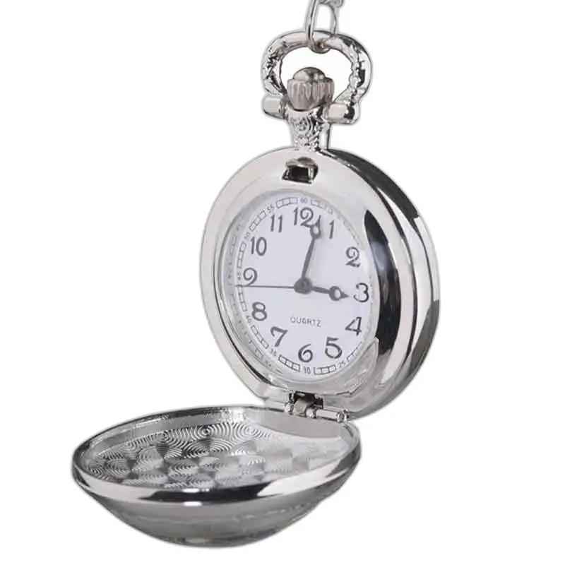 Elegant vlinderkettinghorloge van roestvrij staal met zilveren open zakhorloge