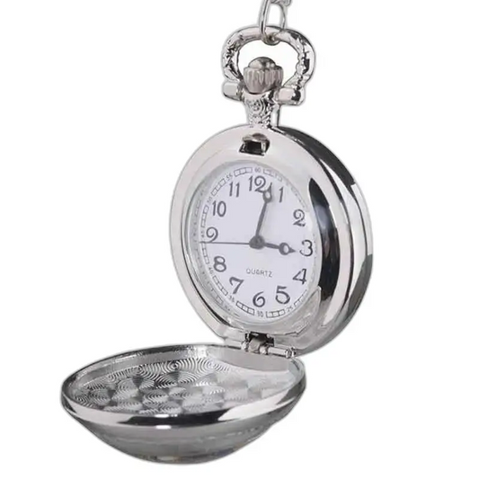 Elegant vlinderkettinghorloge van roestvrij staal met zilveren open zakhorloge