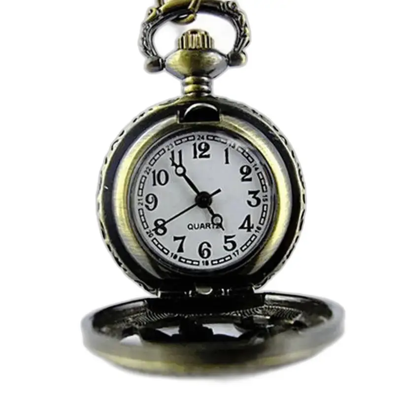 Vintage bronzen vlinderkettinghorloge, elegante vlinderketting en kettinghorloge