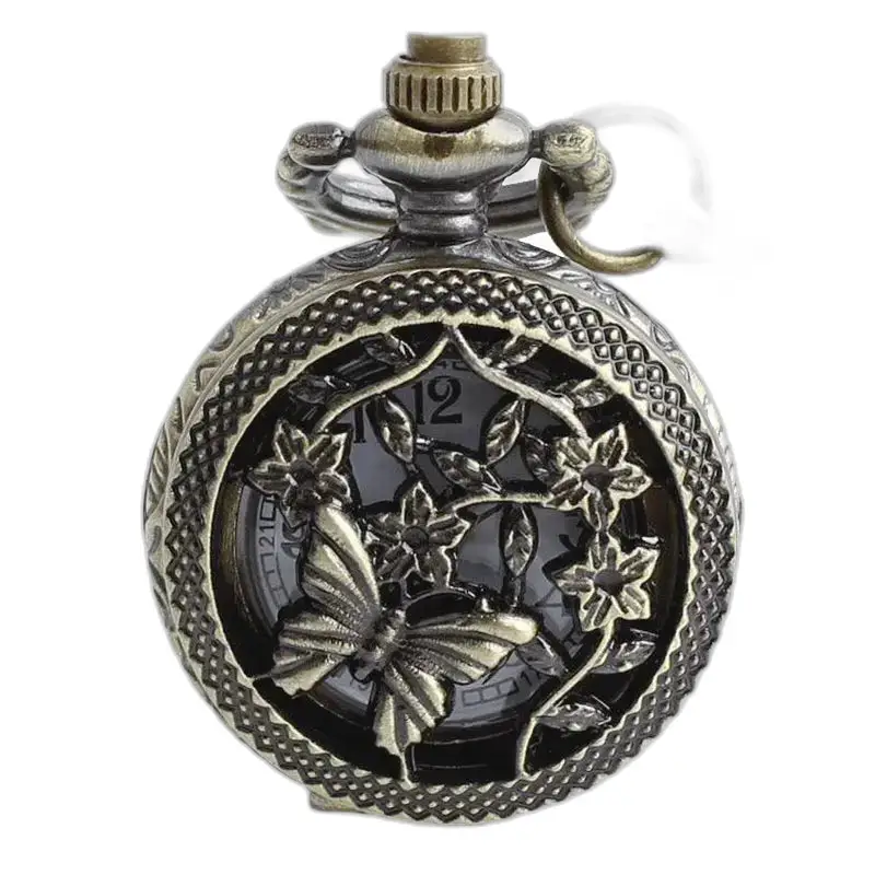 Vintage bronzen vlinderkettinghorloge met een sierlijk vlinderontwerp