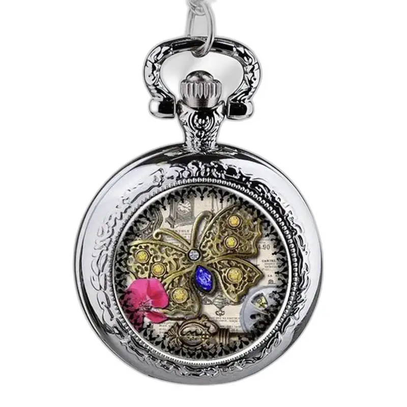 Elegant roestvrijstalen vlinderkettinghorloge met vlinderdesign