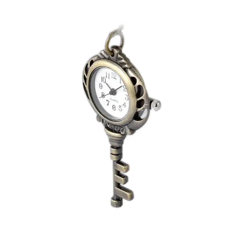 Horloge met ketting van roestvrij staal met bloemen en elegant sleutelontwerp