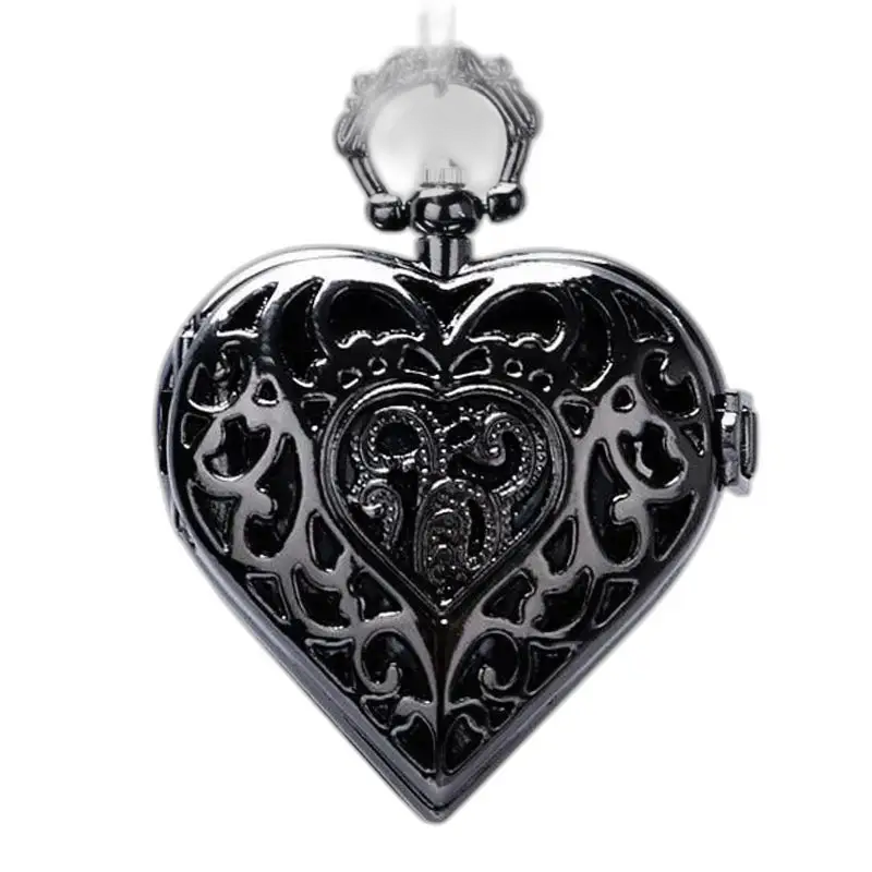 Zwart zilveren hartje hanger van de Watch Necklace Hanger voor een elegante uitstraling