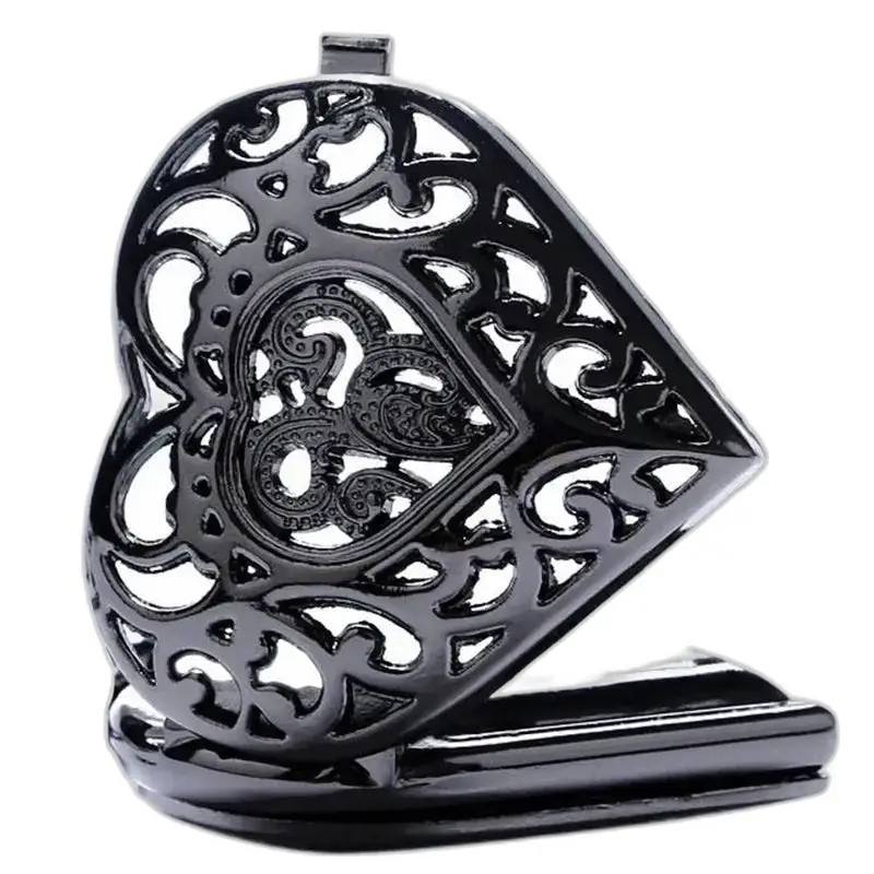 Sierlijk zwart hartvormig medaillon, perfect voor een elegant hangend kettinghorloge