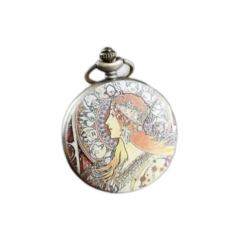 Elegant rood godin-kettinghorloge met hanger en uitzonderlijk art-nouveau-ontwerp