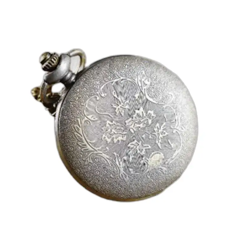 Elegant kettinghorloge met rode godin en bloemmotief in zilver