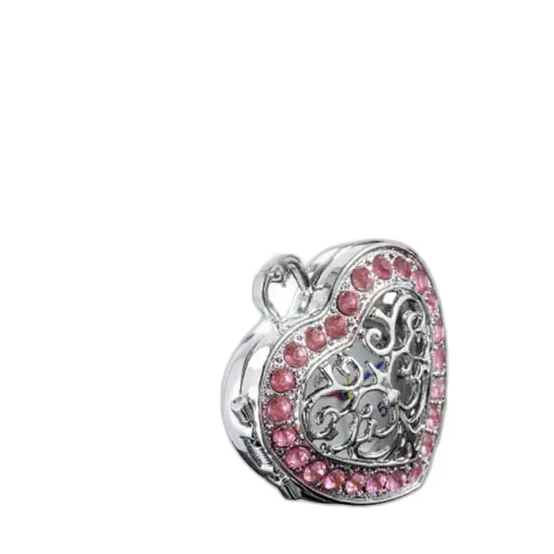 Zilveren harthanger met roze diamanten, perfect voor een elegant kettinghorloge