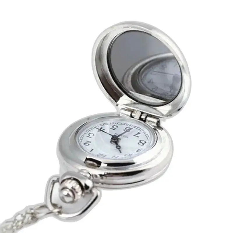 Montre Collier Pendentif Fleurs Colorées en Acier Inoxydable avec miroir argenté