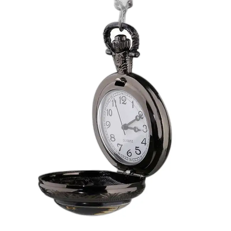 Gepersonaliseerde kettinghorloge voor heren Dames met een open zwart zakhorloge
