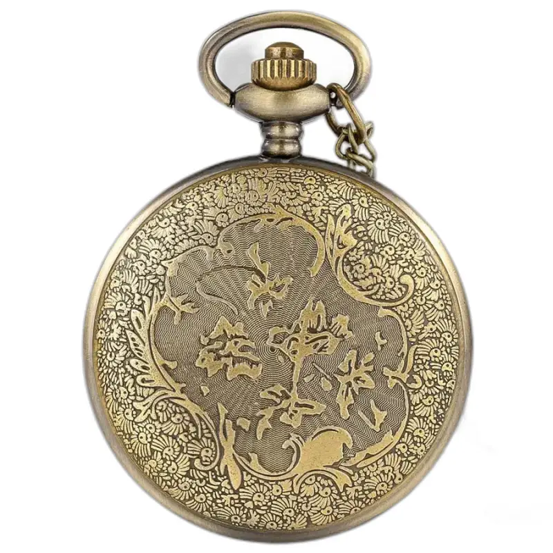 Bronzen fancy quartz kettinghorloge met een sierlijk bronzen zakhorloge