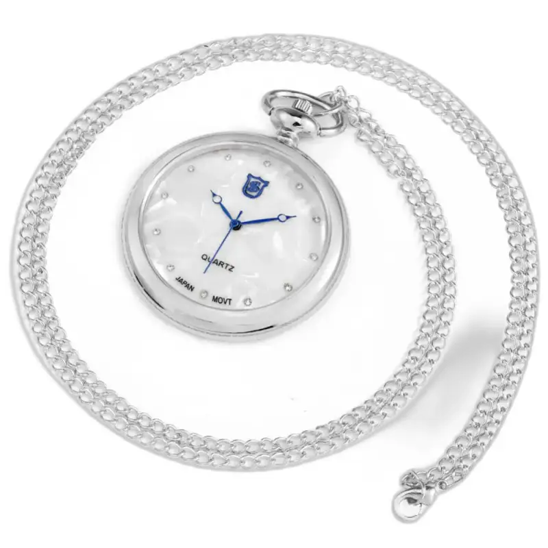 Quartz kettinghorloge met zilveren ketting, moderne en elegante stijl