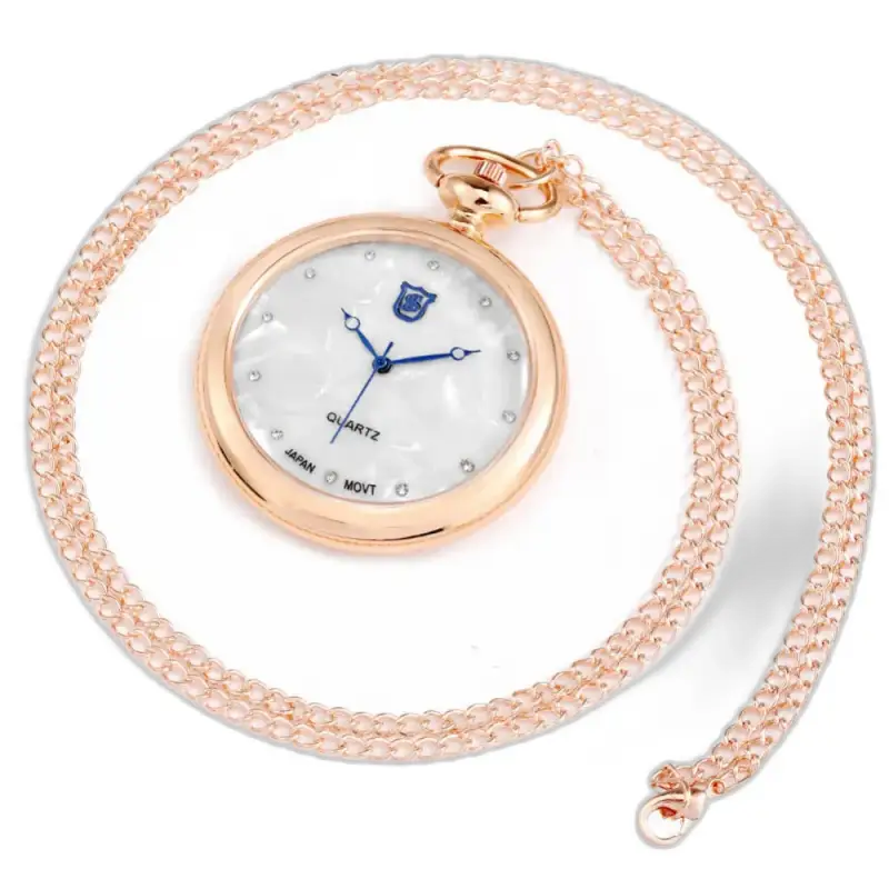 Modern dames-rozenkwarts kettinghorloge met ketting en elegant roségouden zakhorloge