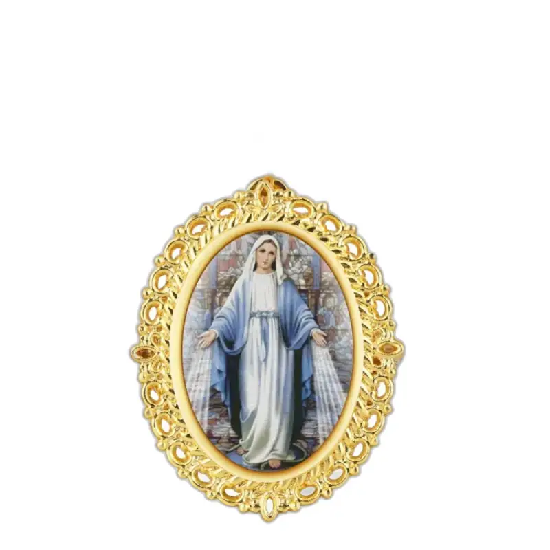 Portret van de Maagd Maria in een gouden lijst voor Vintage Marie Quartz Necklace Watch