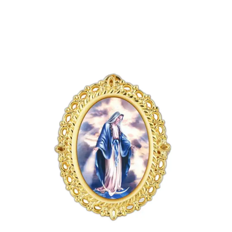 Religieus icoon in ovaal frame voor Vintage Marie Quartz kettinghorloge voor dames