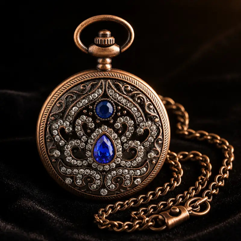 Quartz zakhorloge met blauwe stenen voor dames - Univers Gousset
