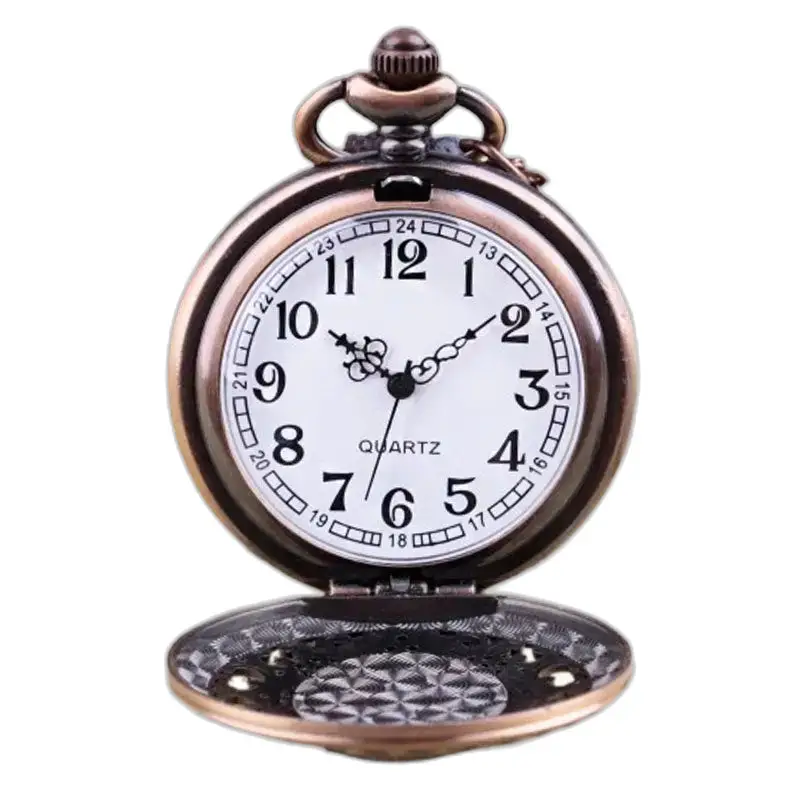 Vintage dames quartz kettinghorloge brons met koperen open kettinghorloge