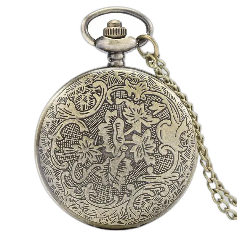 Retro Vintage Fleur Fleur kettinghorloge in brons met sierlijk antiek zakhorloge