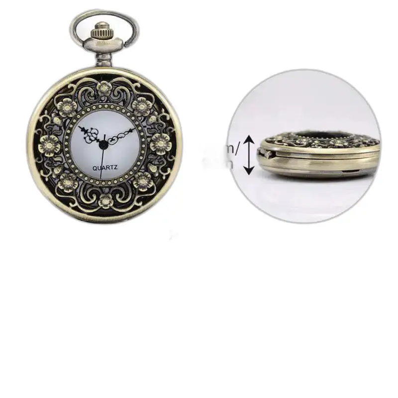 Retro Fleur Vintage kettinghorloge in brons versierd met elegante details