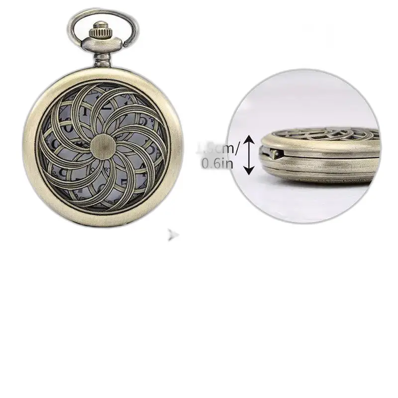 Retro vintage bronzen dameskettinghorloge met quartz uurwerk en decoratief