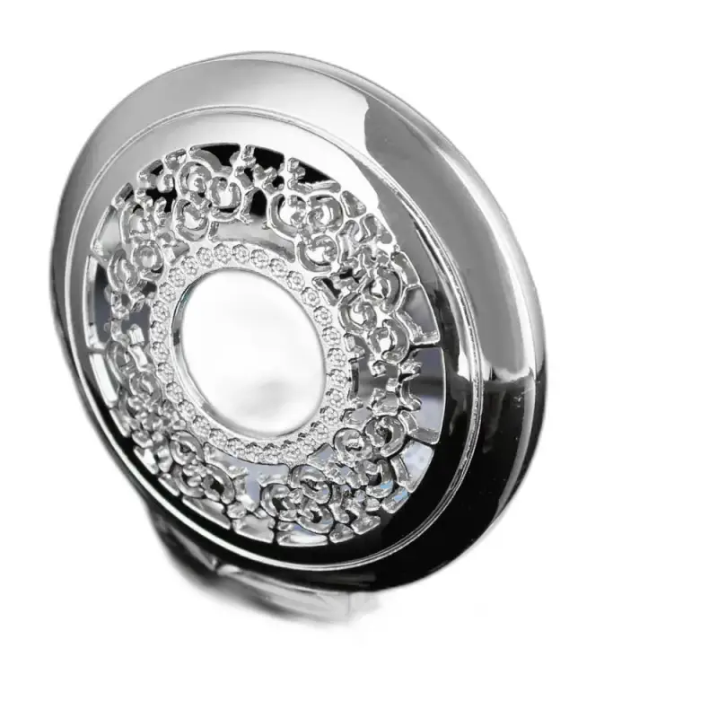 Compact in sierlijk zilver, accessoire voor horlogeketting Romantisch Koningsblauw Zilver Dames