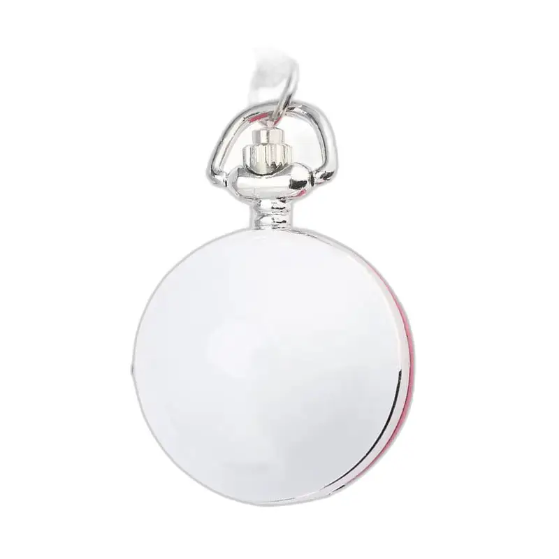 Rood-wit rond kettinghorloge met een zilveren zakhorloge