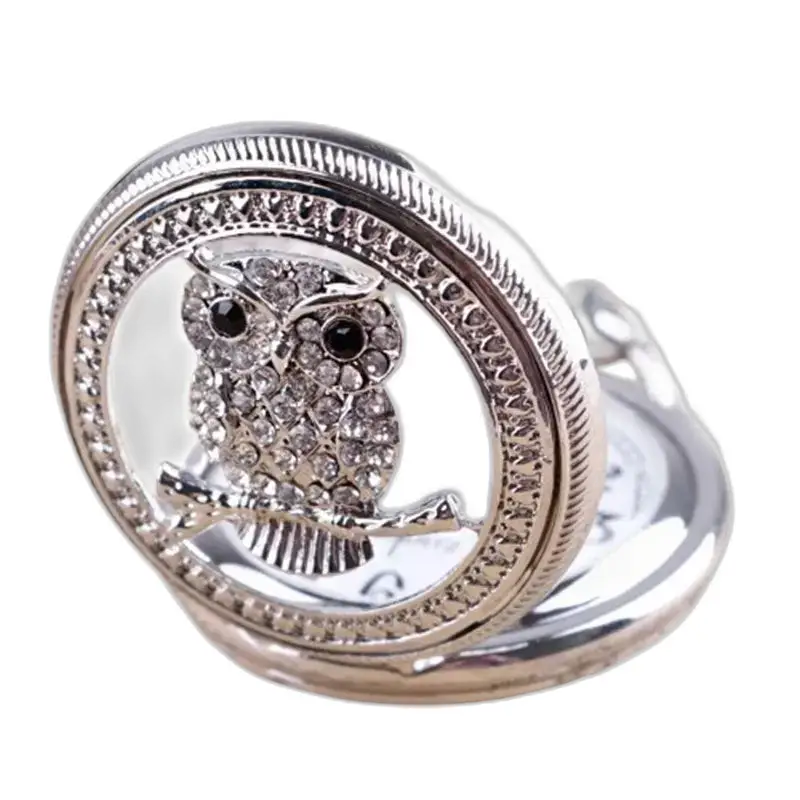 Montre Collier Rose Pretty Owls Vintage Femme avec montre collier en forme de hibou argenté