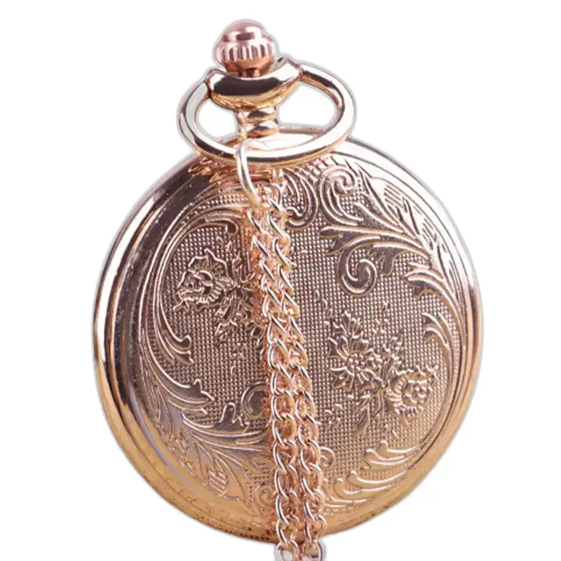 Mooie Uilen Rose kettinghorloge met sierlijk roségouden zakhorloge