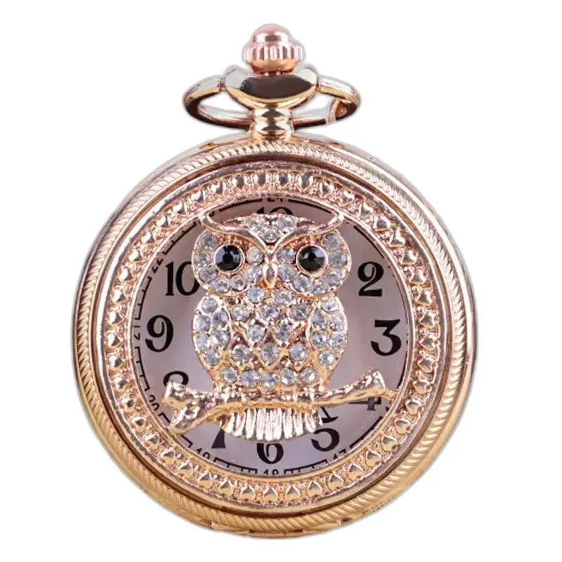 Pretty Owls Vintage dameshorloge met rozenketting en roségouden zakhorloge