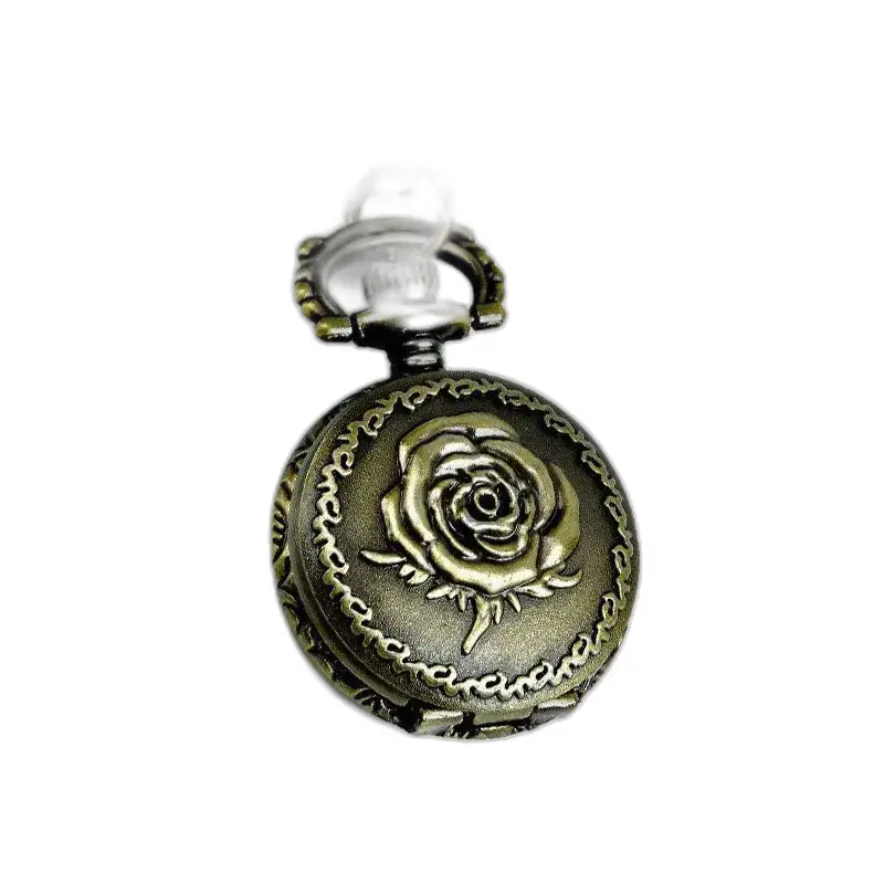 Vintage rozenkettinghorloge met analoge wijzerplaat en bronzen ontwerp met roos