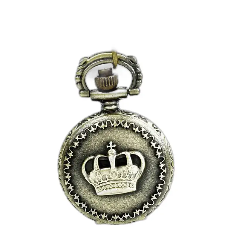 Royal Crown Vintage bronzen kettinghorloge met antiek kroon sierlijk zakhorloge