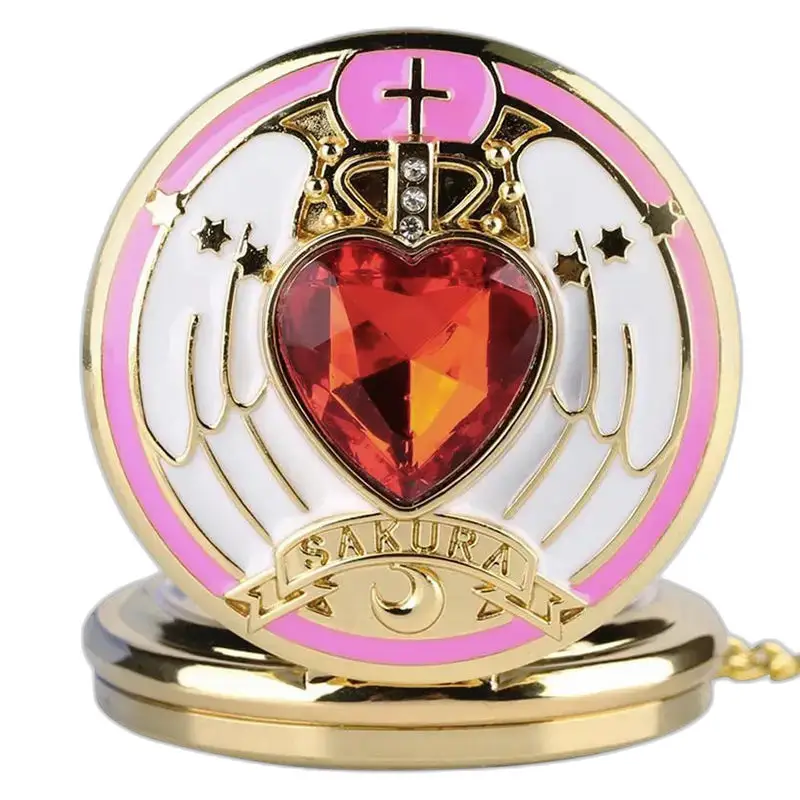 Gouden harthanger in vintage Sakura-ketting Horloge voor iedereen