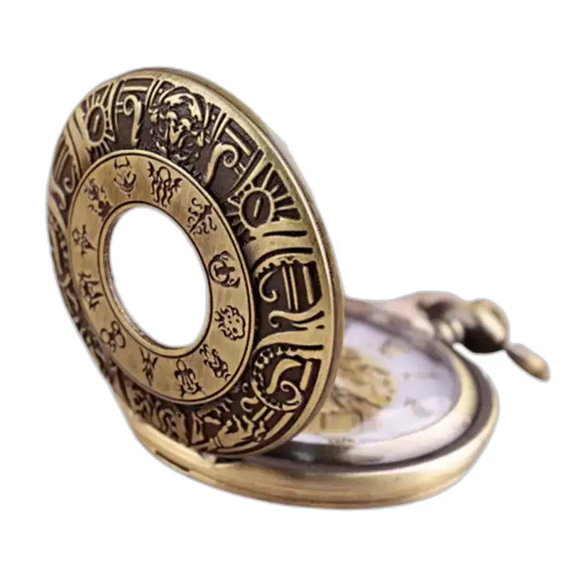 Vintage kettinghorloge met Romeinse cijfers, elegant sierlijk bronzen horloge
