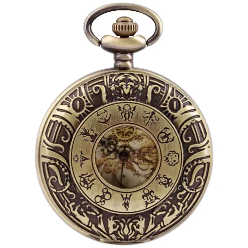 Vintage kettinghorloge met Romeinse cijfers en elegante bronzen ornamenten