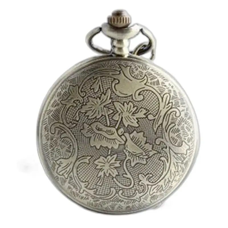 Vintage zilveren Collier horloge versierd met elegante bloemendetails