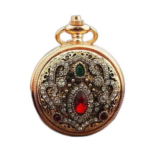 Vintage chique gouden hanger kettinghorloge met sierlijk gouden zakhorloge