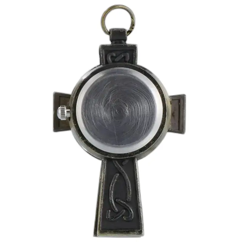 Vintage bronzen kruiskettinghorloge met elegante Keltische kruishanger