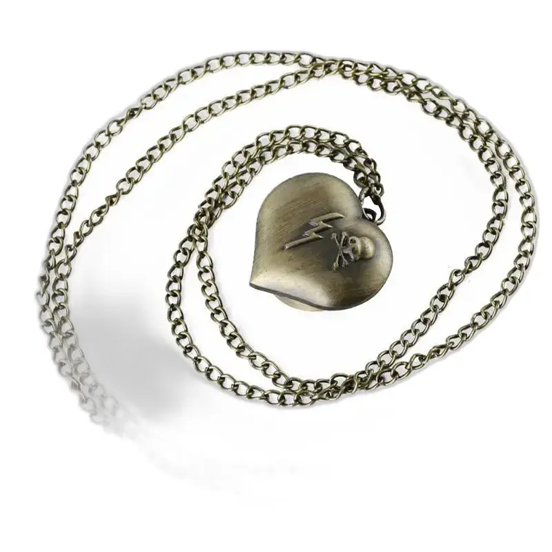 Vintage elektrische haard bronzen hart ketting, elegant en romantisch