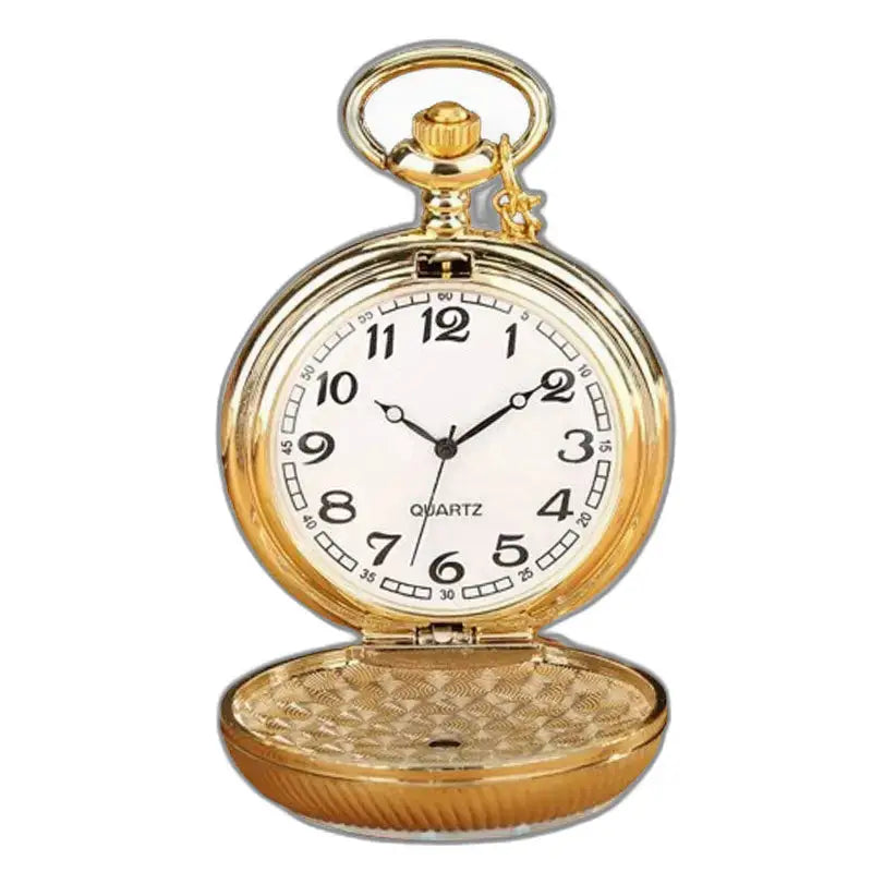 Vintage Fleur Vertes kettinghorloge in brons met een elegant goudkleurig analoog display
