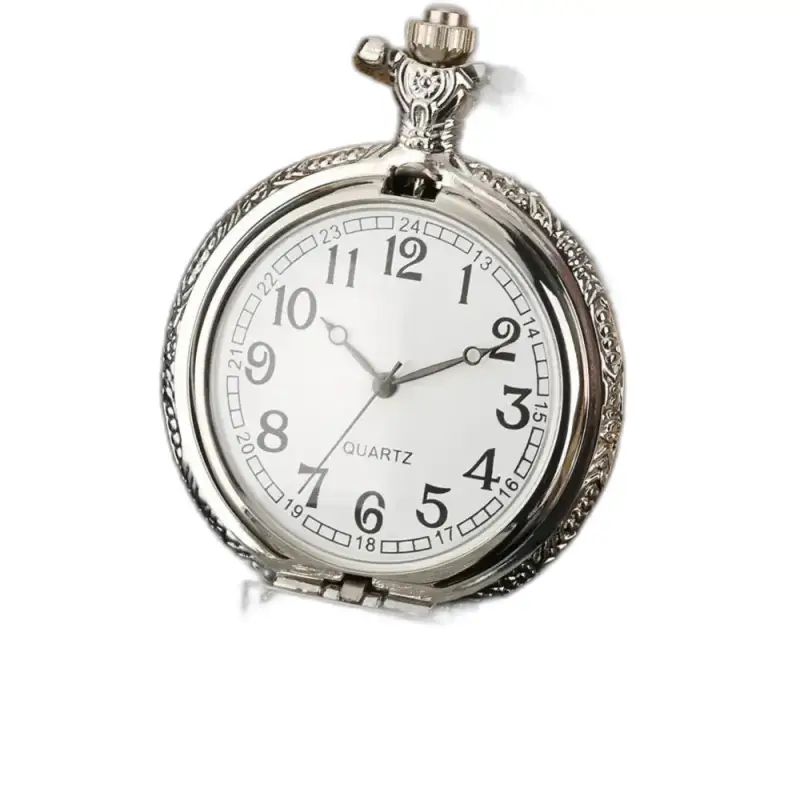 Vintage Marilyne Monroe zilveren collierhorloge met witte wijzerplaat en zilveren afwerking