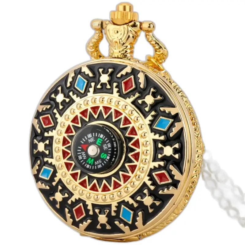 Vintage Marilyne Monroe Collier-horloge met gouden wijzerplaat en sierlijk kompas