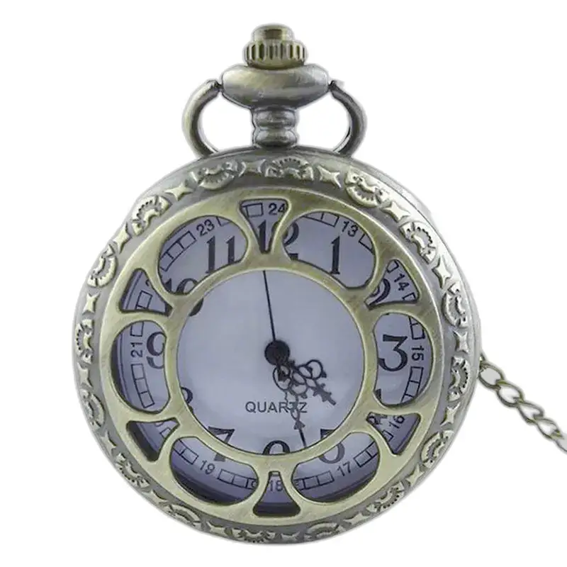 Vintage quartz herenkettinghorloge voor dames met een elegante en sierlijke bronzen kast