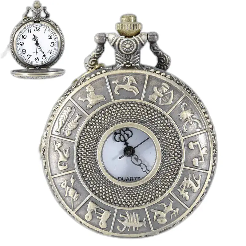 Vintage Chinese Zodiac Quartz kettinghorloge met elegant astrologisch thema