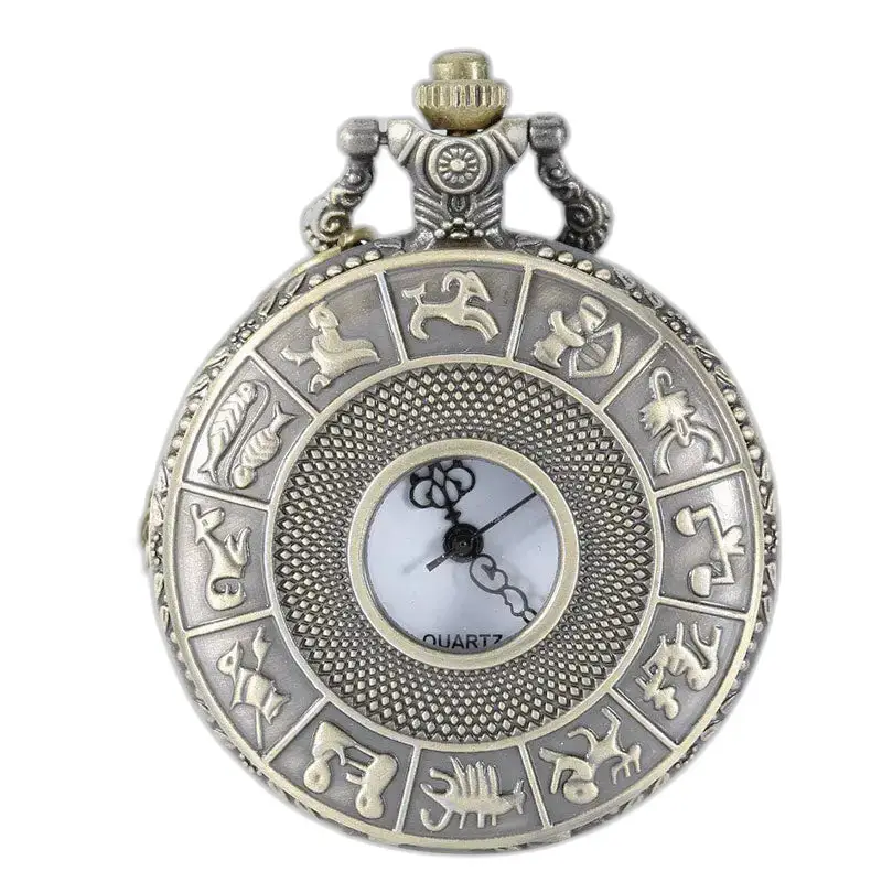 Vintage Chinese Zodiac Quartz kettinghorloge met elegant astrologisch ontwerp