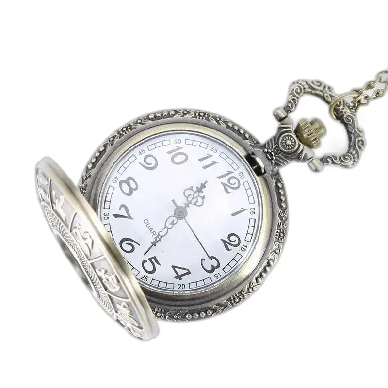 Vintage Chinese dierenriem quartz kettinghorloge met elegant zilveren zakhorloge