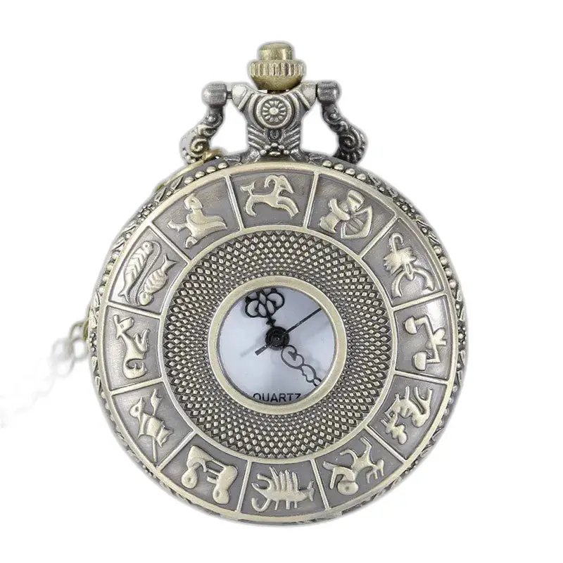 Vintage Chinese Zodiac Quartz kettinghorloge met uniek astrologisch ontwerp