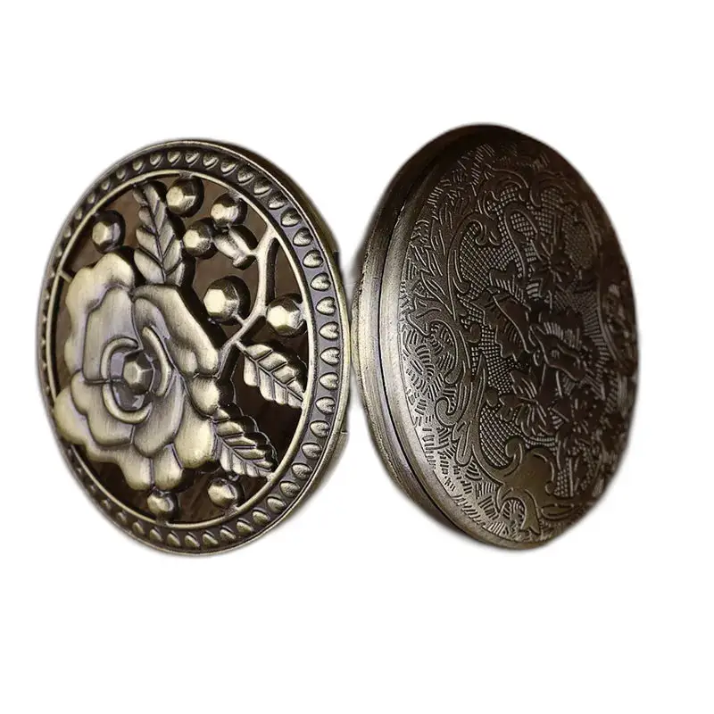 Vintage Rose Flower bronzen kettinghorloge met sierlijk bronzen zakhorloge
