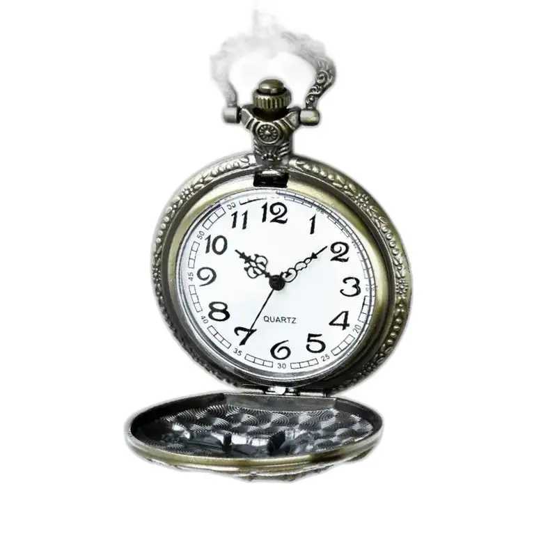 Vintage Style Kettinghorloge Brons Rond met open vintage kettinghorloge